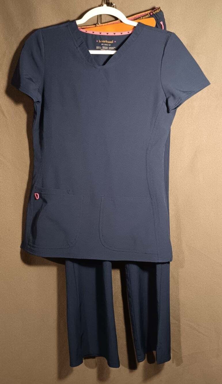 Heartsoul Love Always Scrub Set Womens XS DARK Blue Medical Doctor Nurse Dentist